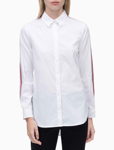 BOYFRIEND TUNIC SHIRT WITH RED RIBBON