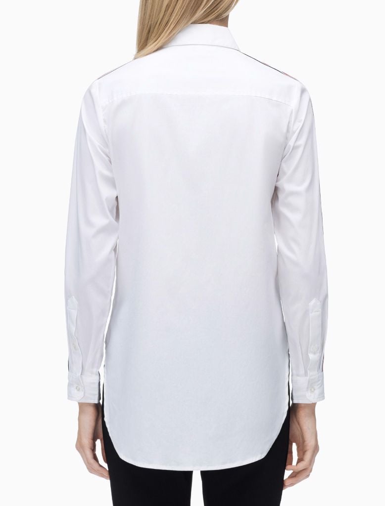 BOYFRIEND TUNIC SHIRT WITH RED RIBBON