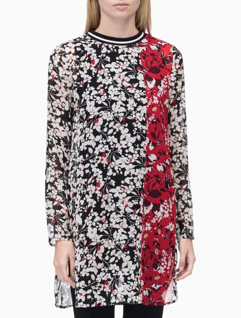 PRINTED CREW NECK TUNIC SHIRT