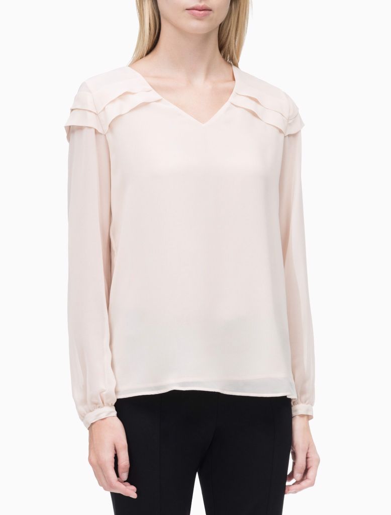 V-NECK BLOUSE WITH PLEATS