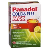 Thuốc trị cảm cúm Panadol Cold and Flu Max Hot Lemon 10 Sachets