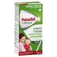 Thuốc giảm đau hạ sốt Panadol cho trẻ từ 1 tháng – 1 tuổi Panadol Childrens 1 Month - 1 Years Cherry and Vanilla with Oral Dosing Device 20ml