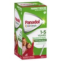 Thuốc giảm đau hạ sốt cho trẻ Panadol Children 1-5 Years Suspension Fever & Pain Relief Strawberry Flavour 200mL
