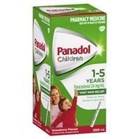 Thuốc giảm đau hạ sốt cho trẻ Panadol Children 1-5 Years Suspension Fever & Pain Relief Strawberry Flavour 200mL