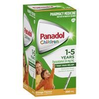 Panadol Children 1-5 Years Suspension Fever & Pain Relief Orange Flavour 200mL