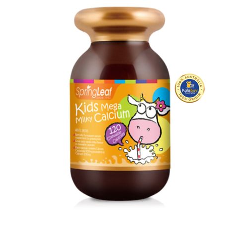 Viên nhai bổ sung canxi cho bé Spring Leaf Premium Kids Mega Milky Calcium 120 viên