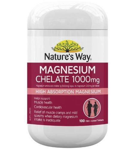 Viên uống bổ sung Magie Nature's Way Magnesium Chelate 1000mg 100 viên