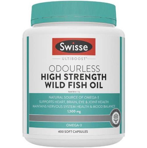Swisse Ultiboost Odourless High Strength Wild Fish Oil 1500mg 400 Capsules