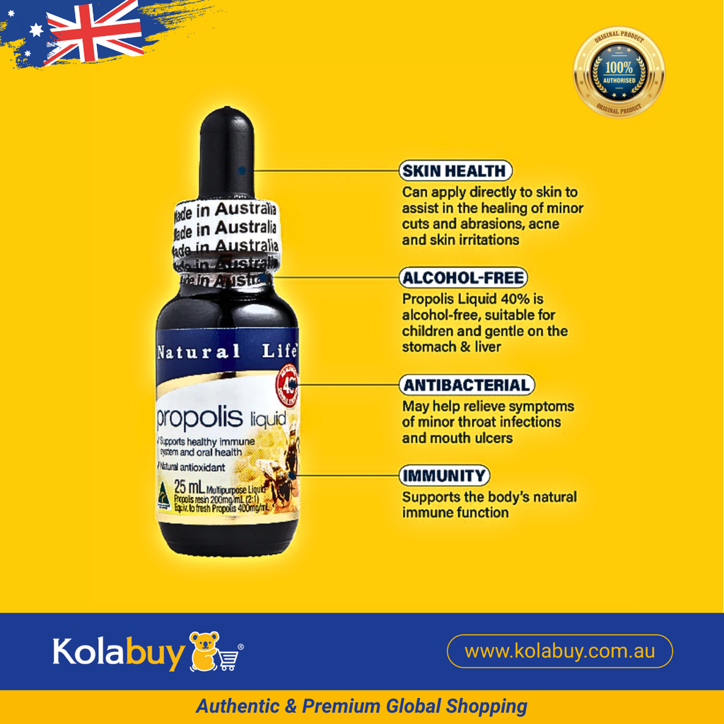 Keo ong dạng nước giảm ho cao cấp Natural Life Úc Propolis Liquid 25ml