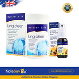 [Special Set] Tăng cường đề kháng Natural Life Úc Xịt họng keo ong 30ml & Lung clear 90v (Discount đến 30%)