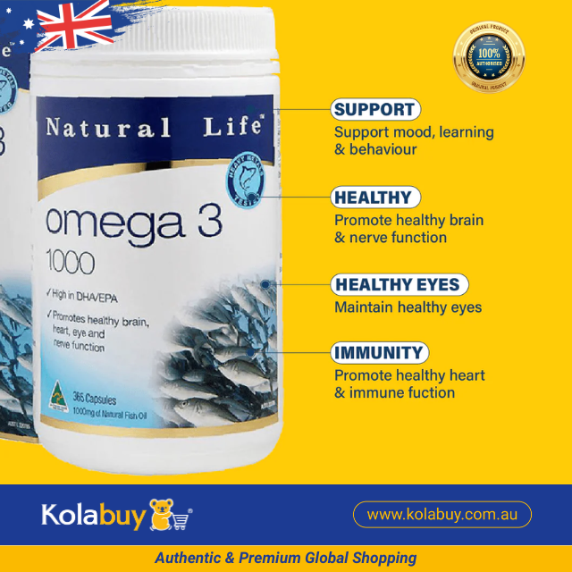 Viên uống bổ sung dầu cá Natural Life Úc Omega 3 1000mg 365 viên