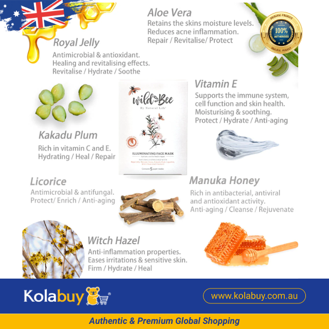 Mặt nạ dưỡng trắng da Wild Bee Illuminating Face Mask - Five Pack (Pack 5 miếng)