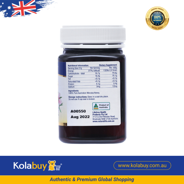 Mật ong thiên nhiên Manuka Honey Natural Life Úc (MGO 85/5+) 500g
