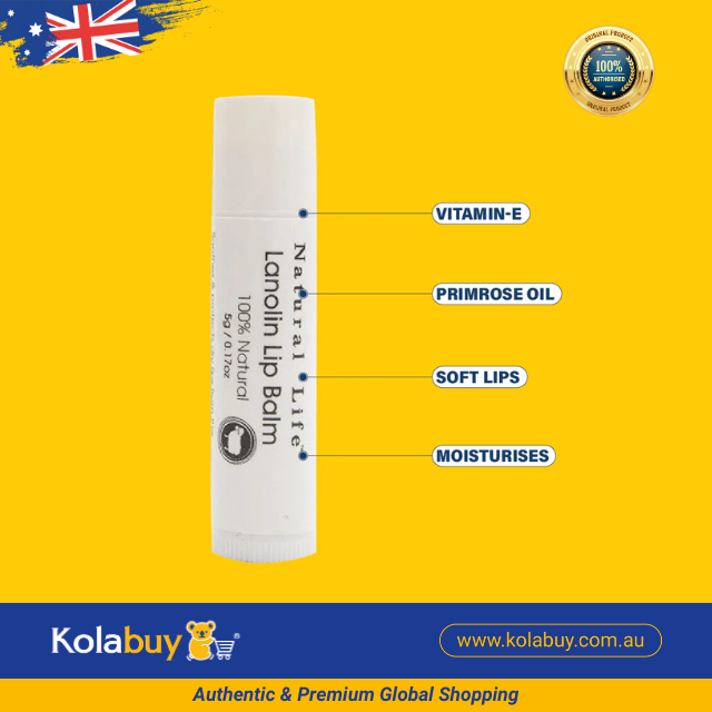 Son dưỡng môi Natural Life Úc Lanolin Lip Balm (Pack 3 thỏi)