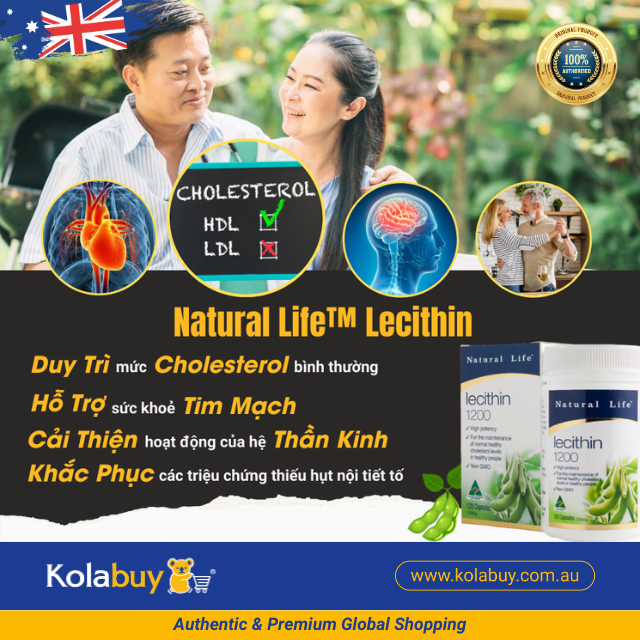 Viên uống mầm đậu nành Natural Life Úc Lecithin 1200mg 120 viên