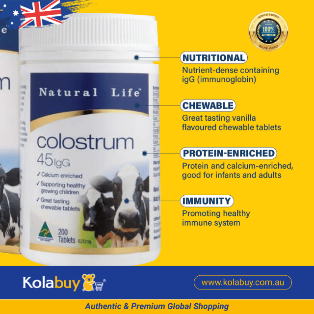 Viên uống Sữa non Natural Life Úc Colostrum 45mg IgG 200 viên