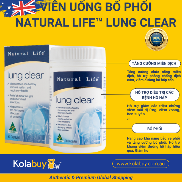 Viên uống thanh lọc phổi Natural Life Úc Lung Clear 90 viên