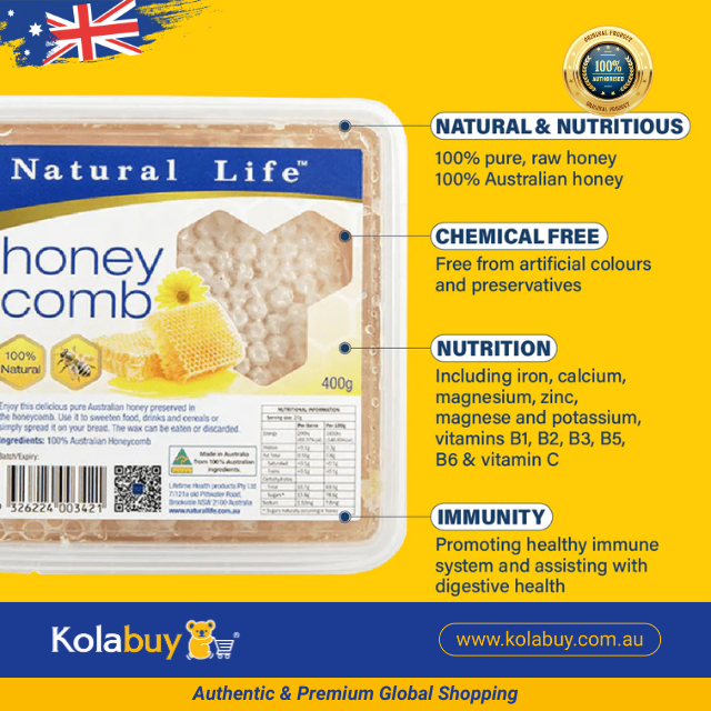 Mật ong bánh tổ thiên nhiên Honeycomb Natural Life Úc 400g