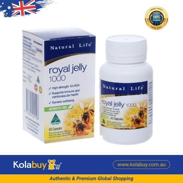 Viên uống sữa ong chúa Natural Life Úc Royal Jelly 1000mg 1.2% HDA 60 viên