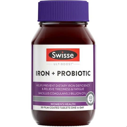 Viên uống bổ sung Sắt + Men vi sinh Swisse Iron + Probiotic 30 viên