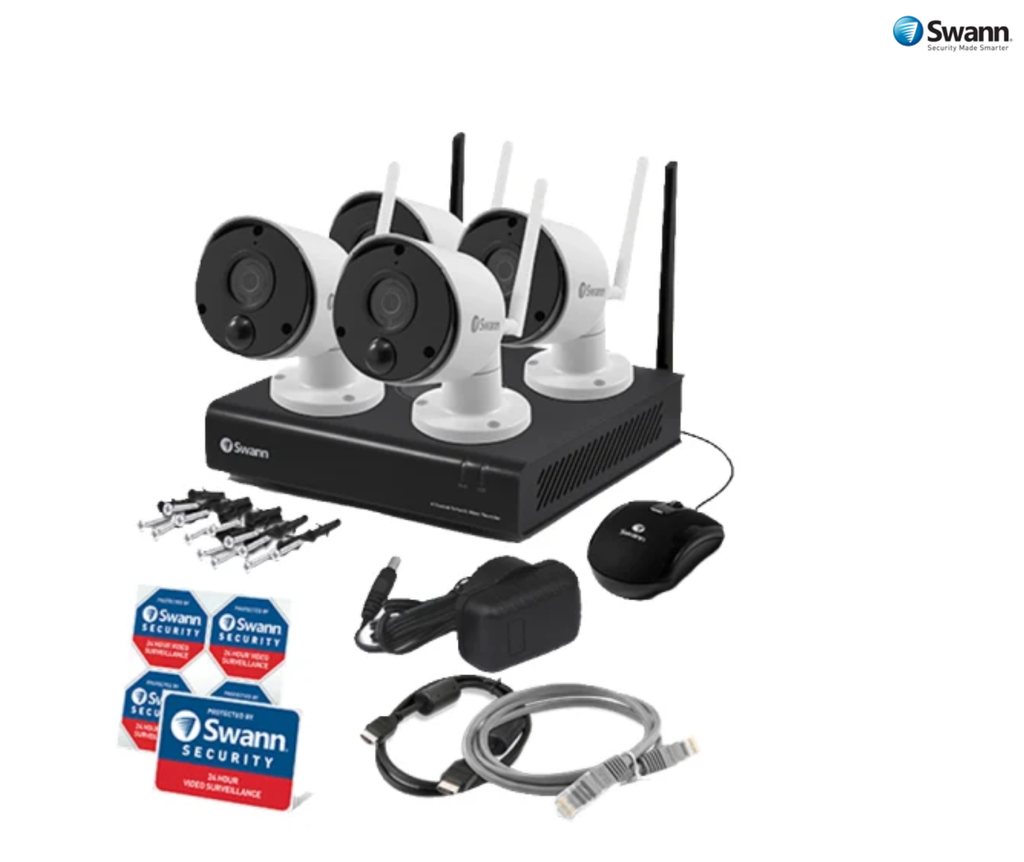 Swann 4 Channel 1080p Wireless Security System With Wi-Fi Thermal Sensing Cameras (SWNVK-490SD4-AU)