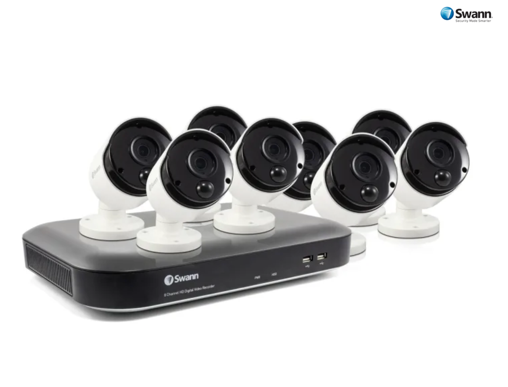 Swann 8 Channel 4K Ultra HD 2TB DVR with 8 x PRO-4KMSB True Detect Thermal Sensing Bullet Cameras (SWDVK-855808)