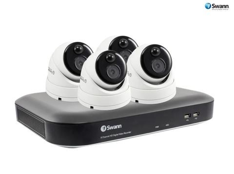 Swann 8 Channel 5MP Super HD 2TB DVR with 4x Heat & Motion Sensing Night Vision Dome Cameras (SWDVK-849804D)