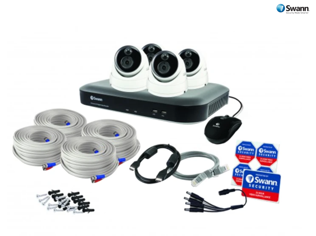 Swann 8 Channel 5MP Super HD 2TB DVR with 4x Heat & Motion Sensing Night Vision Dome Cameras (SWDVK-849804D)