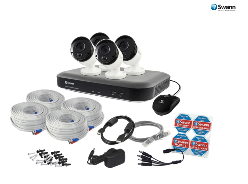 Swann 8 Channel 5MP Super HD 2TB DVR with 4x Heat & Motion Sensing Night Vision Cameras (SWDVK-849804)