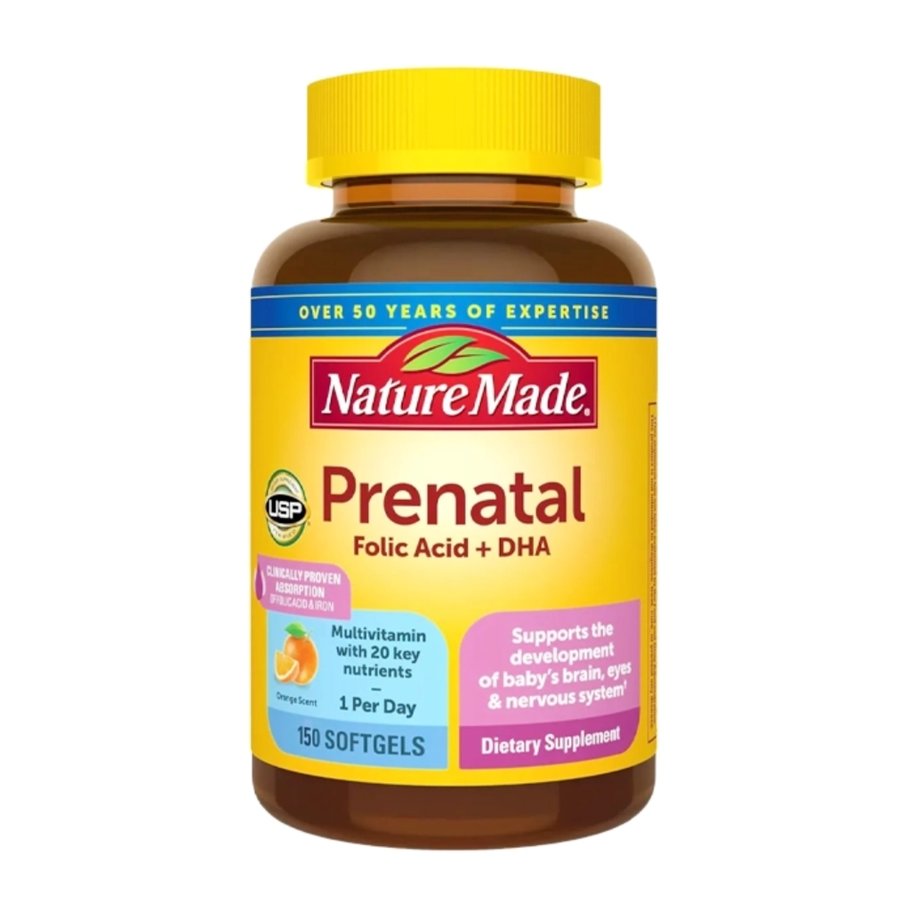 Vitamin tổng hợp cho thai kỳ Nature Made Prenatal Folic Acid + DHA 150 viên