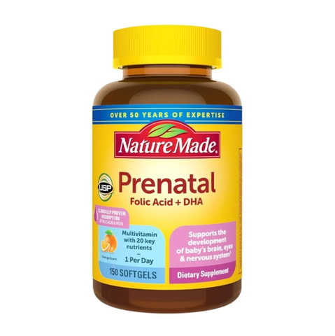 Vitamin tổng hợp cho thai kỳ Nature Made Prenatal Folic Acid + DHA 150 viên
