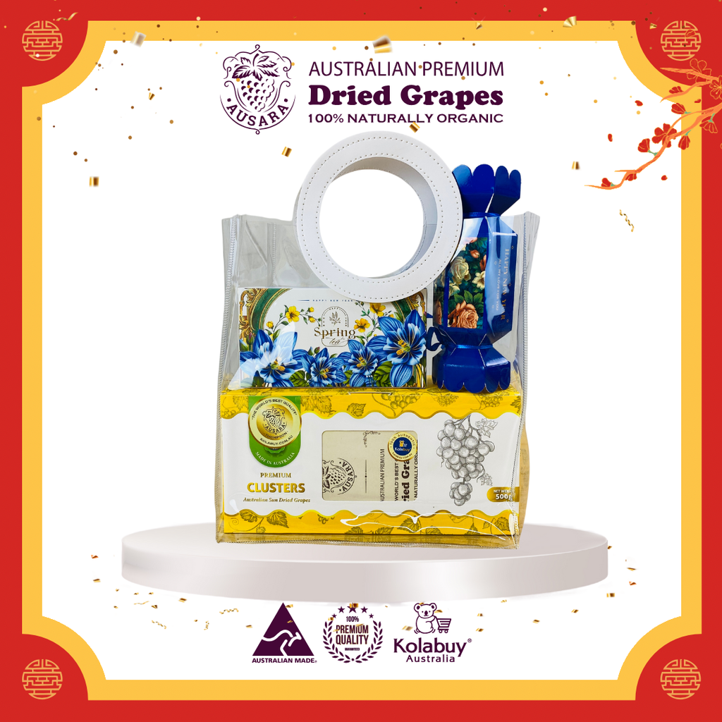 [TẾT Gift-Set 1] Hộp quà Tết Cao cấp - Nho khô nguyên cành Úc Premium