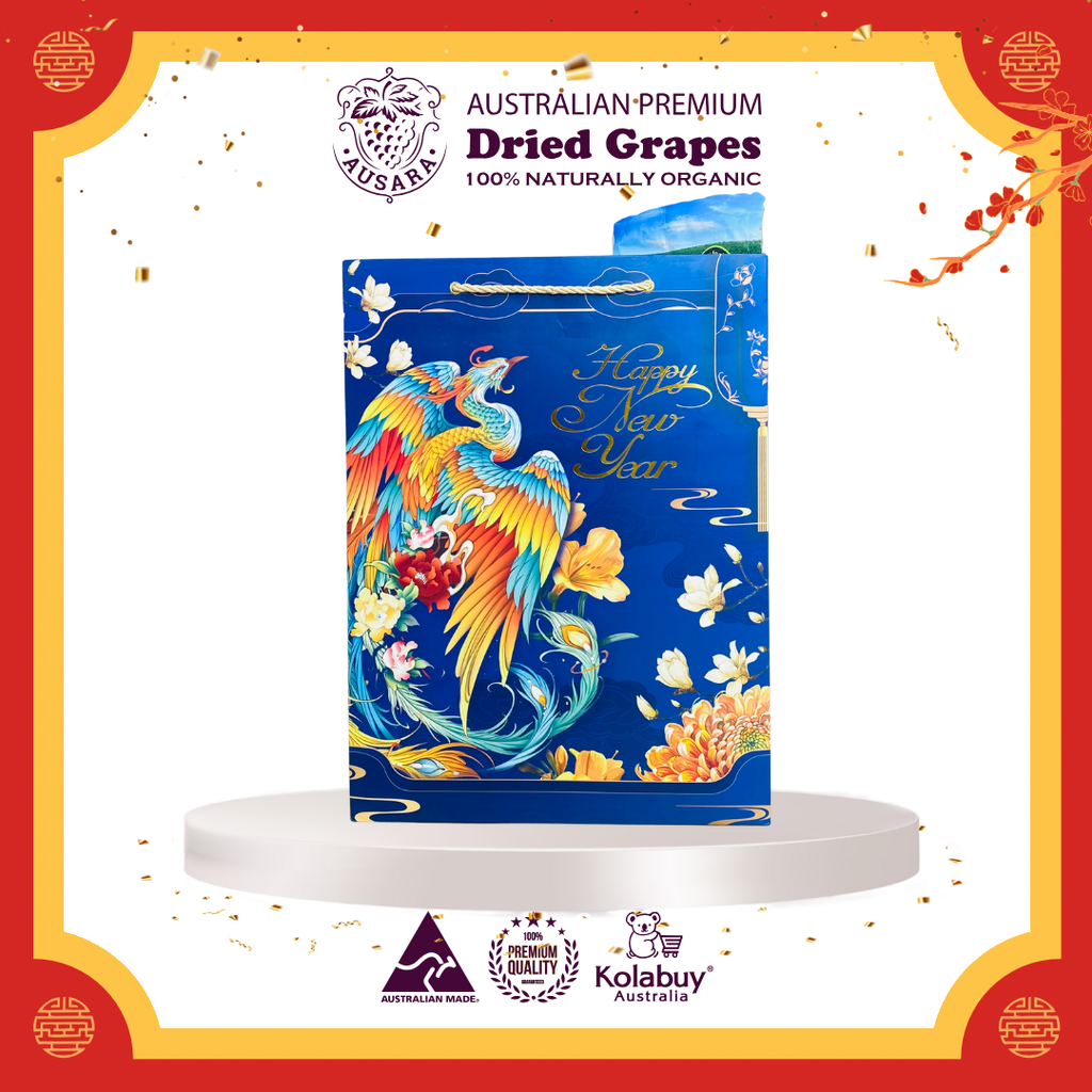 [TẾT Gift-Set 3] Hộp quà Tết Cao cấp - Nho khô nguyên cành Úc Premium