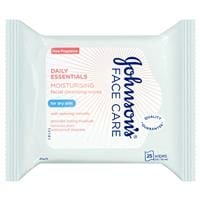 Johnson's Face Care Daily Essentials Moisturising Dry Skin Wipes 25 Pack