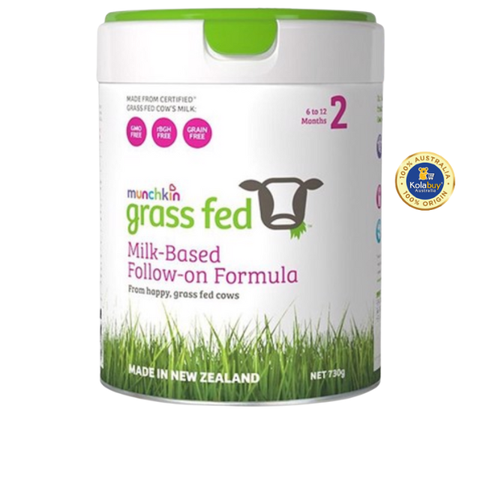 [KolaSub: Tặng 5% & 100% Freeship] Sữa bột Munchkin Grass Fed số 2 cho bé từ 6-12 tháng Milk-Based Follow On Formula Stage 2 730g