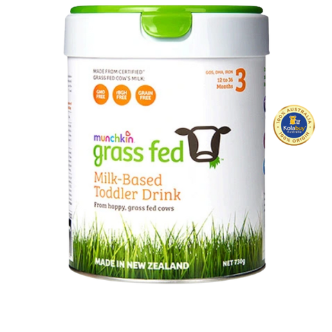 [KolaSub: Tặng 5% & 100% Freeship] Sữa bột Munchkin Grass Fed số 3 cho bé từ 1-3 tuổi Milk-Based Toddler Drink Stage 3 730g