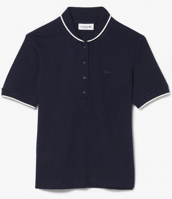 Lacoste Women's Slim Fit Striped Collar Flowy Piqué Polo Shirt