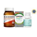 [Special Set] Chăm sóc sức khoẻ người cao tuổi Bổ não Ginkgo Healthy Care & Centrum Advance 50+ & Xương khớp Glucosamine Blackmores (Discount đến 30%)