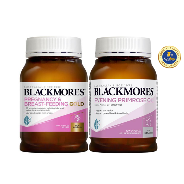 [Special Set] Chăm sóc sức khỏe sau sinh và làm đẹp Blackmores Sau sinh 180v & Tinh dầu Hoa anh thảo 190v (Discount đến 30%)