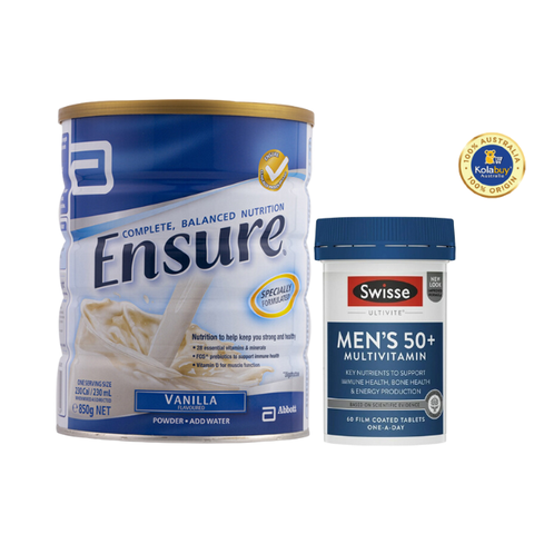[Special Set] Chăm sóc sức khoẻ nam giới cao tuổi Sữa Ensure & Swisse Men Ultivite 50+ (Discount đến 30%)