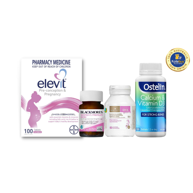 [Special Set] Bộ tứ bầu Úc Elevit & DHA Bio Island & Canxi bầu Ostelin & Sắt Blackmores (Discount đến 30%)