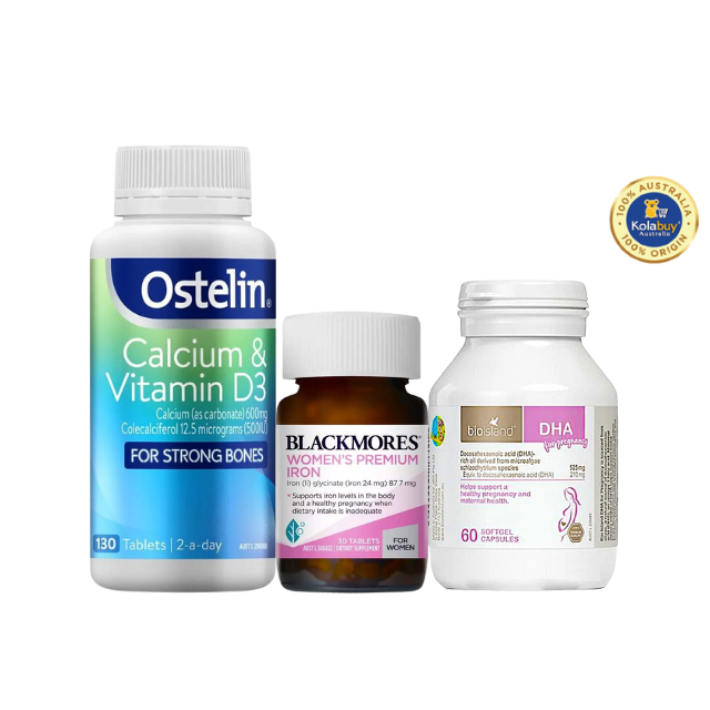 [Special Set] Chăm sóc mẹ bầu Úc Sắt bầu Blackmores & DHA Bio Island & Canxi bầu Ostelin (Discount đến 30%)