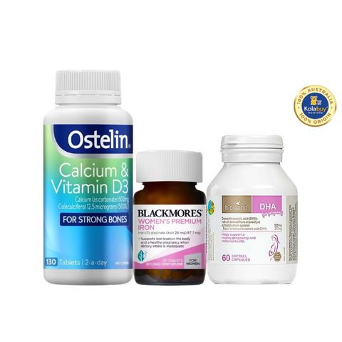 [Special Set] Chăm sóc mẹ bầu Úc Sắt bầu Blackmores & DHA Bio Island & Canxi bầu Ostelin (Discount đến 30%)