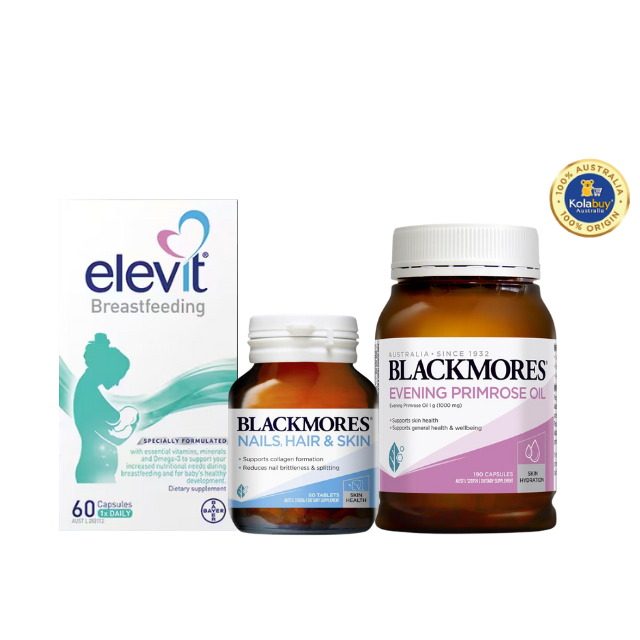 [Special Set] Chăm sóc sức khỏe sau sinh và làm đẹp Elevit & Hoa anh thảo Blackmores & Da, móng, tóc Blackmores (Discount đến 30%)