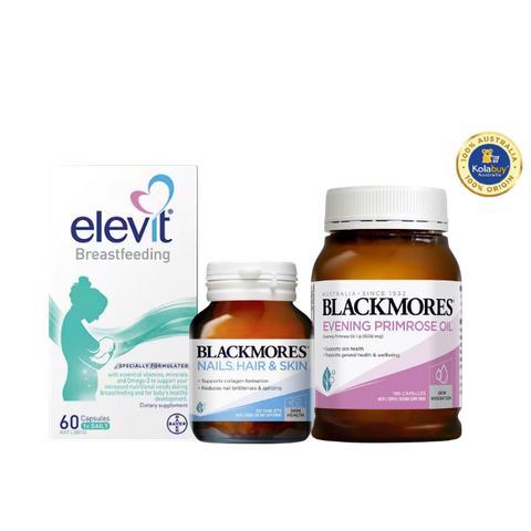 [Special Set] Chăm sóc sức khỏe sau sinh và làm đẹp Elevit & Hoa anh thảo Blackmores & Da, móng, tóc Blackmores (Discount đến 30%)