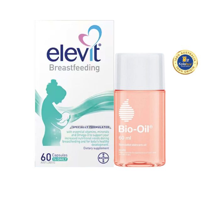 [Special Set] Chăm sóc sức khỏe sau sinh và làm đẹp Elevit 60v & Tinh dầu chống rạn da Bio oil 60ml (Discount đến 30%)