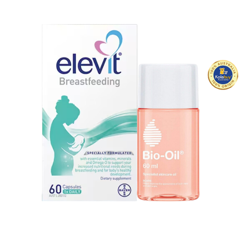 [Special Set] Chăm sóc sức khỏe sau sinh và làm đẹp Elevit 60v & Tinh dầu chống rạn da Bio oil 60ml (Discount đến 30%)