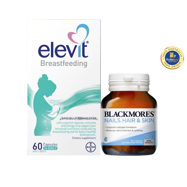[Special Set] Chăm sóc sức khỏe sau sinh và làm đẹp Elevit 60v & Da, móng, tóc 60v Blackmores (Discount đến 30%)