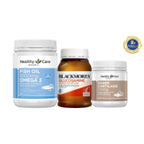 [Special Set] Tăng cường sức khỏe của Úc Bổ xương khớp Glucosamine Blackmores & Dầu cá Omega 3 & Sụn cá mập Healthy Care (Discount đến 30%)