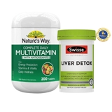 [Special Set] Tăng cường sức khỏe của Úc Vitamin tổng hợp Nature's Way 200v & Thải độc gan Liver Detox Swisse 120v (Discount đến 30%)